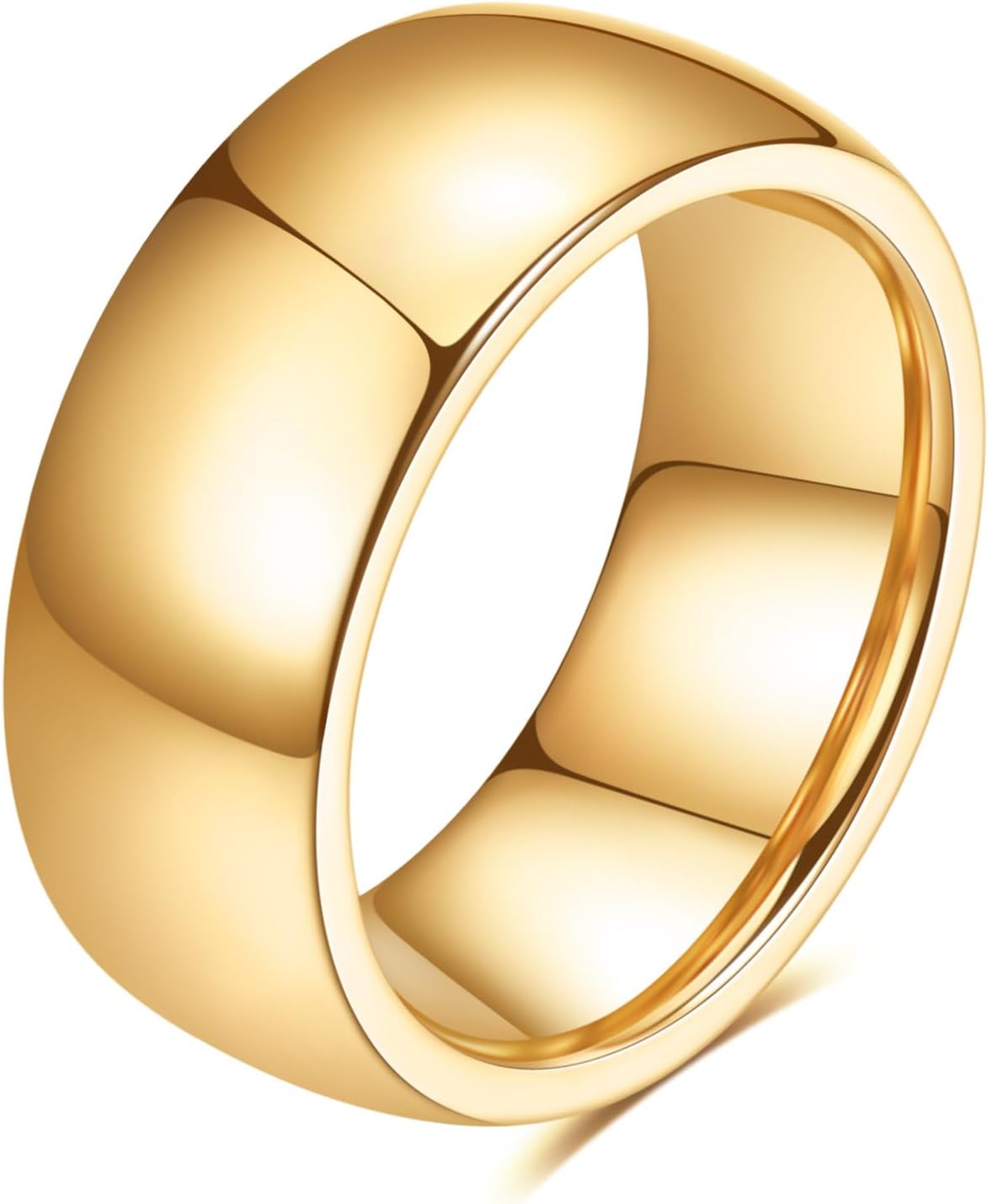 VQYSKO Tungsten Wedding Band Ring for Men Women | 2mm 4mm 6mm 8mm Gold Domed Tungsten Wedding Band Ring for Men Women High Polish Comfort Fit | Size 5-14