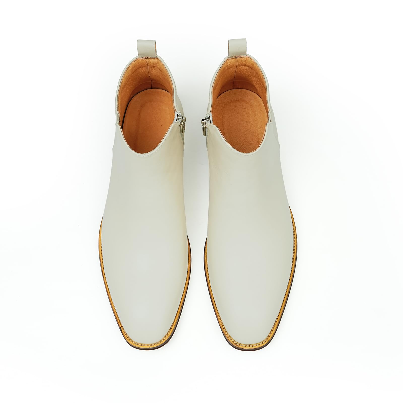Botas Chelsea de Vaca para Hombre Botines Casuales Negocios Pull On Zapatos en Cuero Genuino