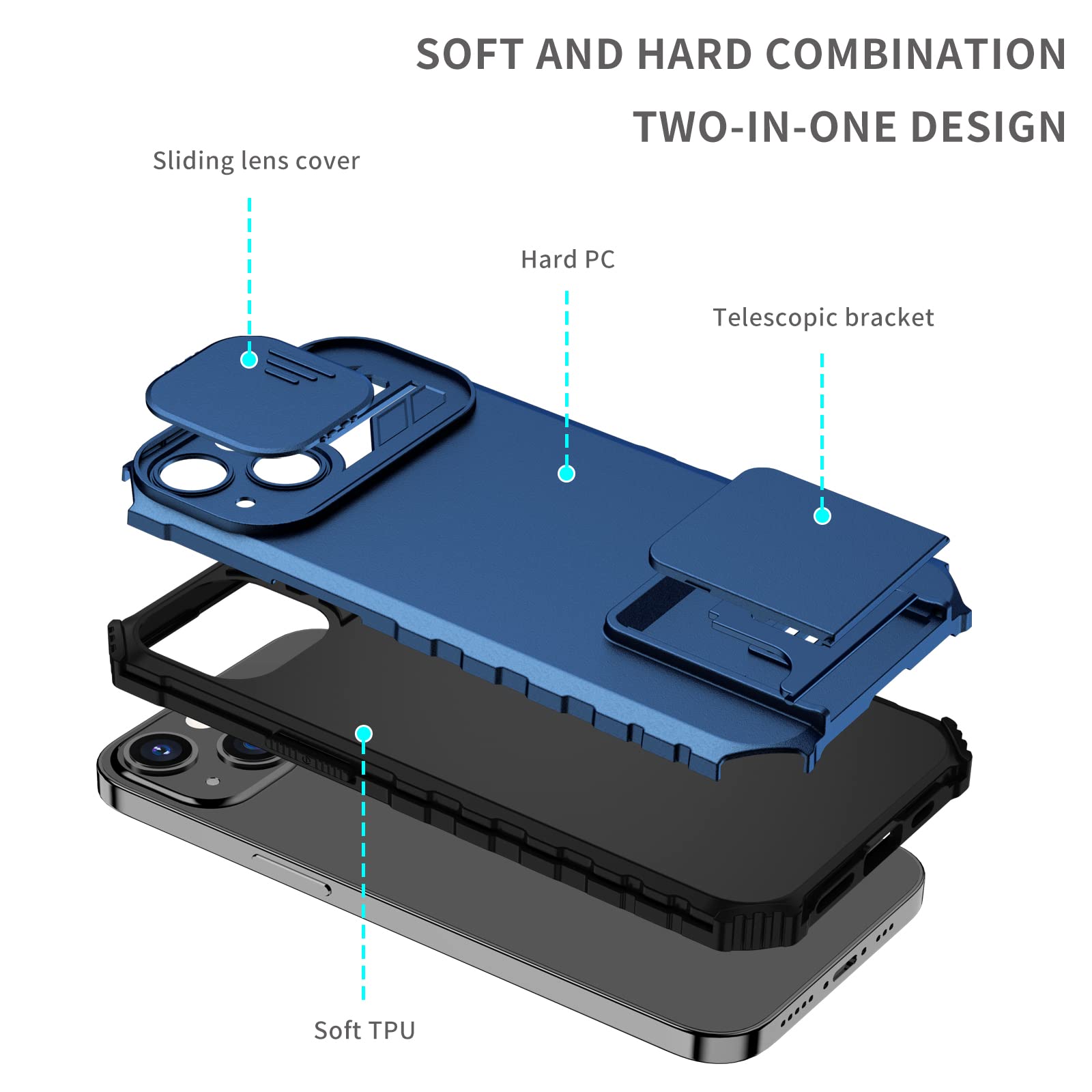 TIANCI Étui pour Infinix Smart 6, [support innovant] + [protection de l'appareil photo], coque de protection intégrale pour Infinix Smart 6