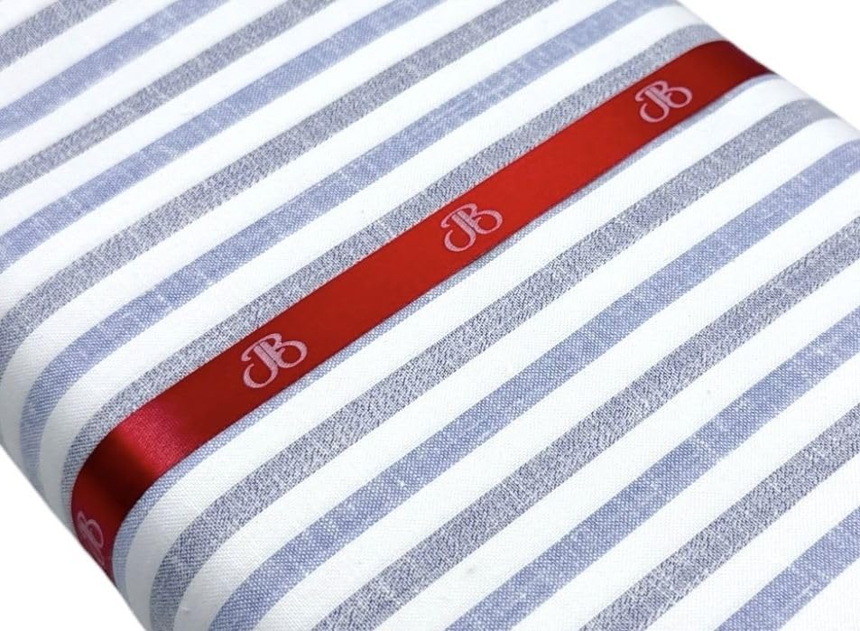 Image of JHABAK'S Unstitched Striped Shirt Fabric for Men - Cotton Linen Blend Lining Material - Shirt and Kurta Piece Cloth