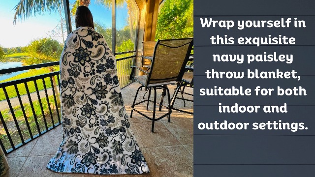 Soft Fleece Throw Blanket, Bohemian Boho Blanco Marino Floral Paisley, 50x70 miniatura 7