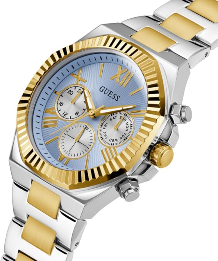 Amazon.com: Guess Men's 44mm Watch - Two Tone Bracelet Blue Dial