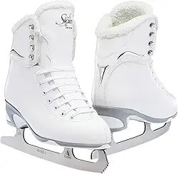Jackson Ultima Patins de gelo femininos/Misses/Tot's Finesse 180 cano alto com cadarço médio SoftSkate Figure Ice Skates, branco/lã, 6 mulheres
