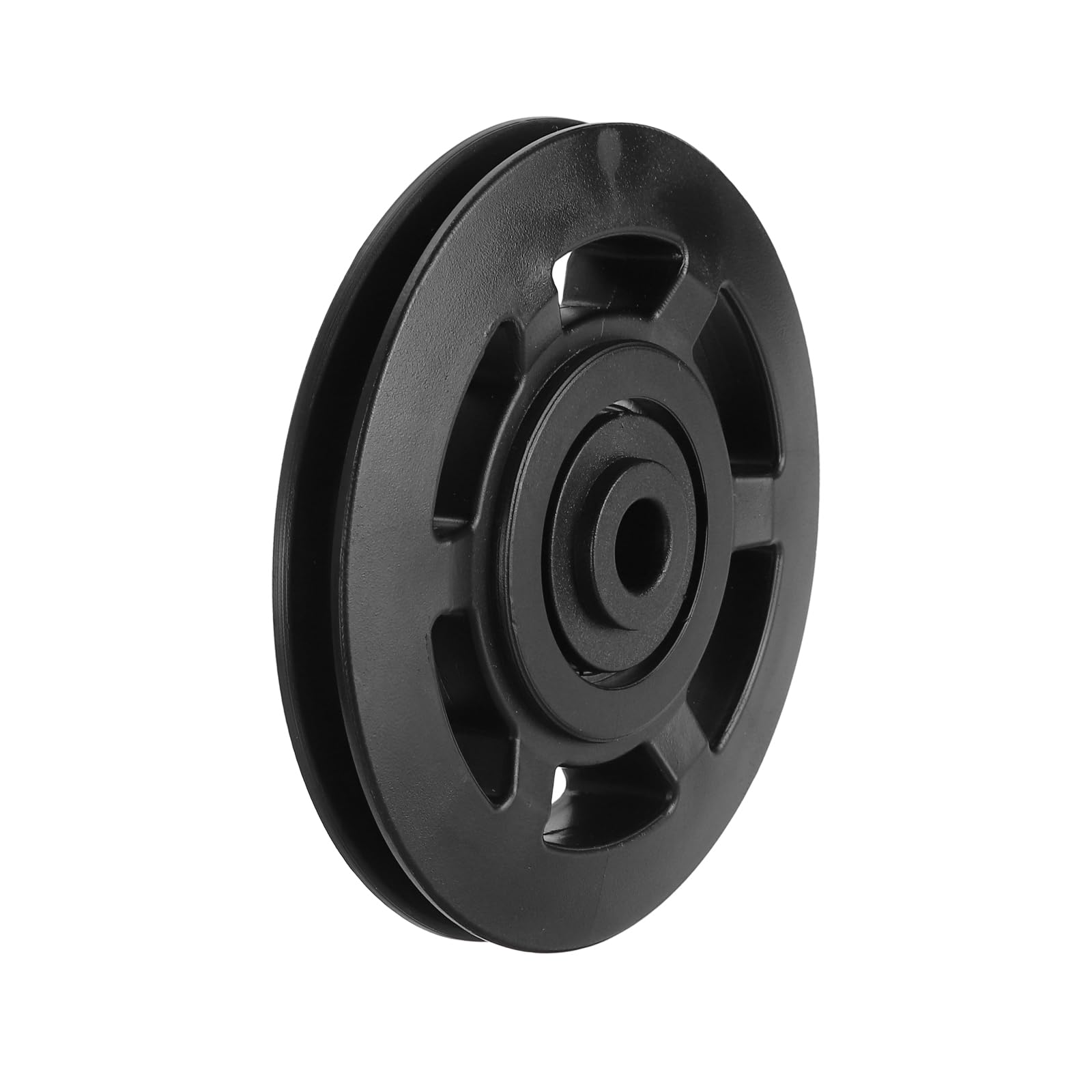 YELARXI 95mm / 3.74" Nylon Bearing Gym Pulley Wheel, Gym Cable Pulley Wheel Fitness Equipment Accessories 2 Pcs & Steel Shaft & Black-Fitting for (Cable Machine/Garage Door/Home Exercise)