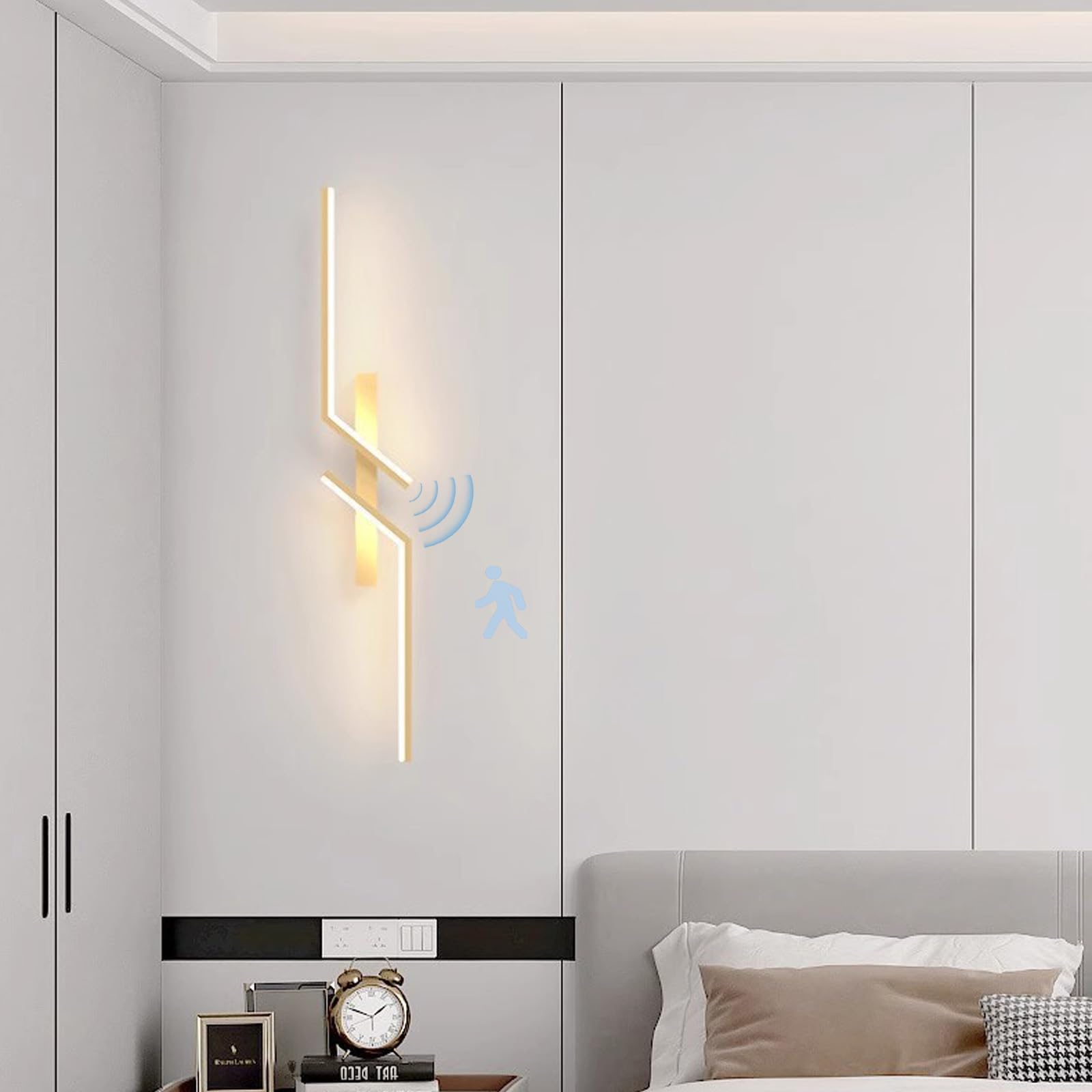HPTHLY Wall Lamps Lights Adjustable Hardwired Glass Lampshade Bathroom Brass Sconces Wall Decor (Gold-120Cm)