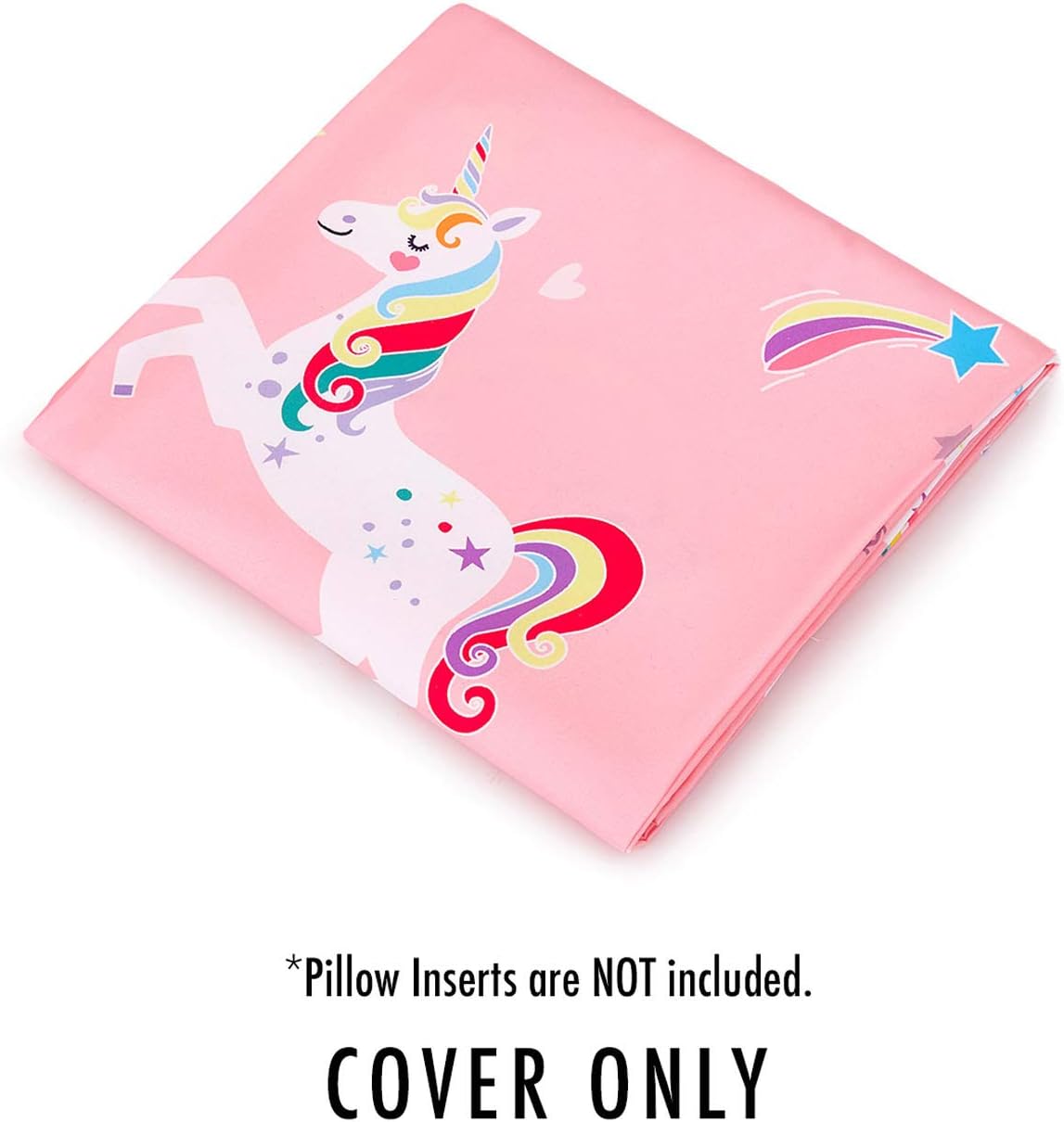 Wake In Cloud - Kids Floor Pillow Case (Cover Only), Pink with White Unicorns, Microfiber Lounger Toddler Floor Pillow Cover, Requires 5 Standard Size Pillows (Pillows Not Included)