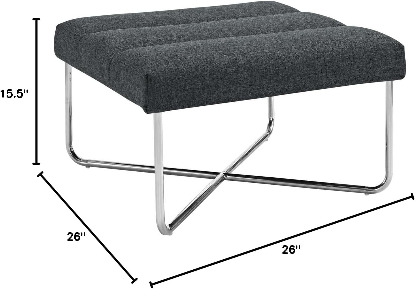 Modway Reach Modern Upholstered Fabric Ottoman in Gray