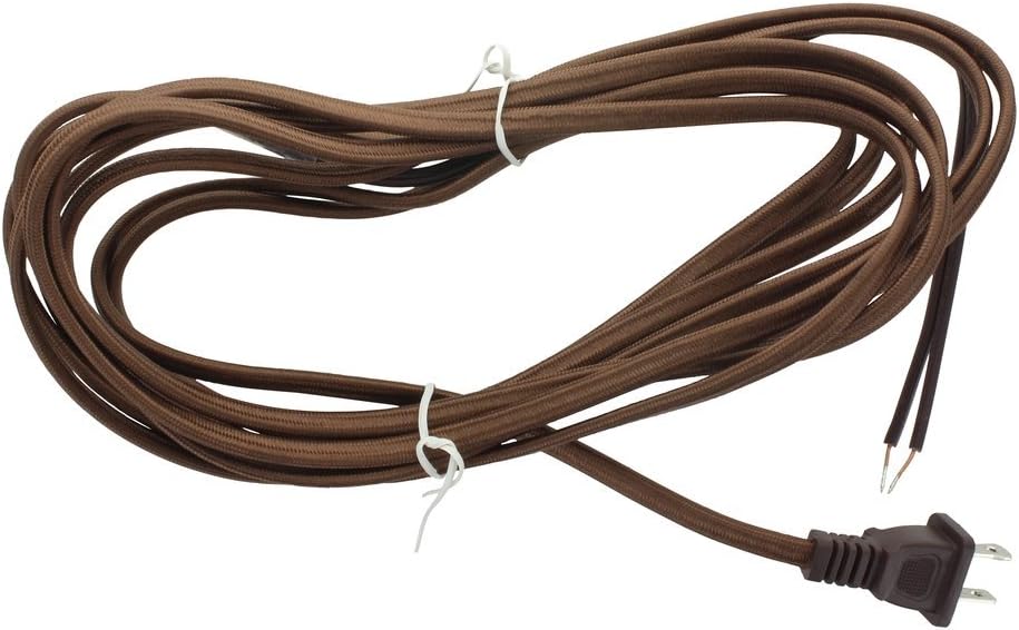 Upgradelights Antique Brown Rayon Covered 10 Foot Lamp Cord Set with Plug