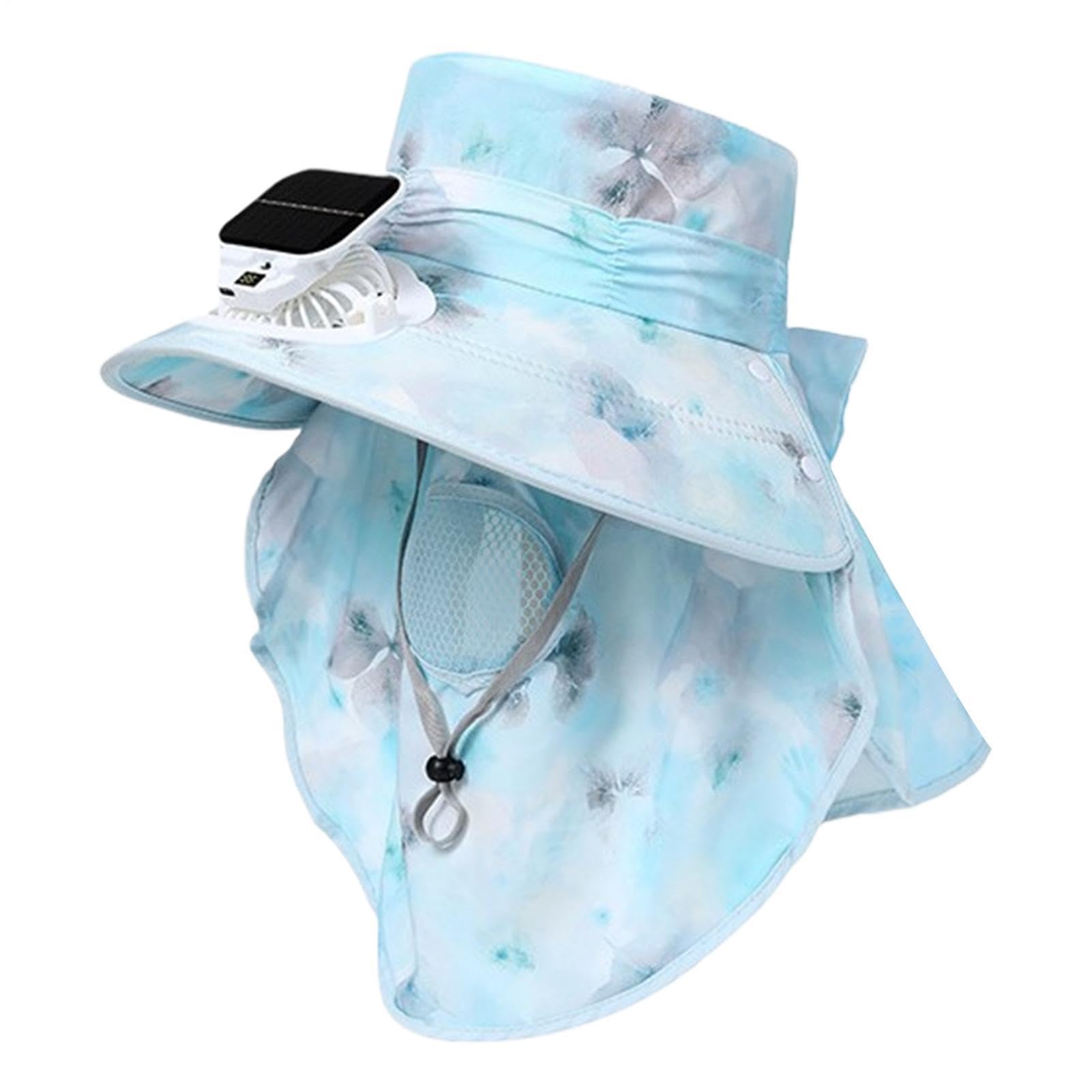 Fan Hut, solarbetrieben, solarbetrieben, USB-Aufladung, Kühlung, 3 Geschwindigkeiten, Kopfbedeckung, Blau | Strandhut mit Ventilator für Pendler, Reisen, Wandern, Geschäftsreisen, Outdoor, Angeln, Camping, Strand, Sommer, Urlaub