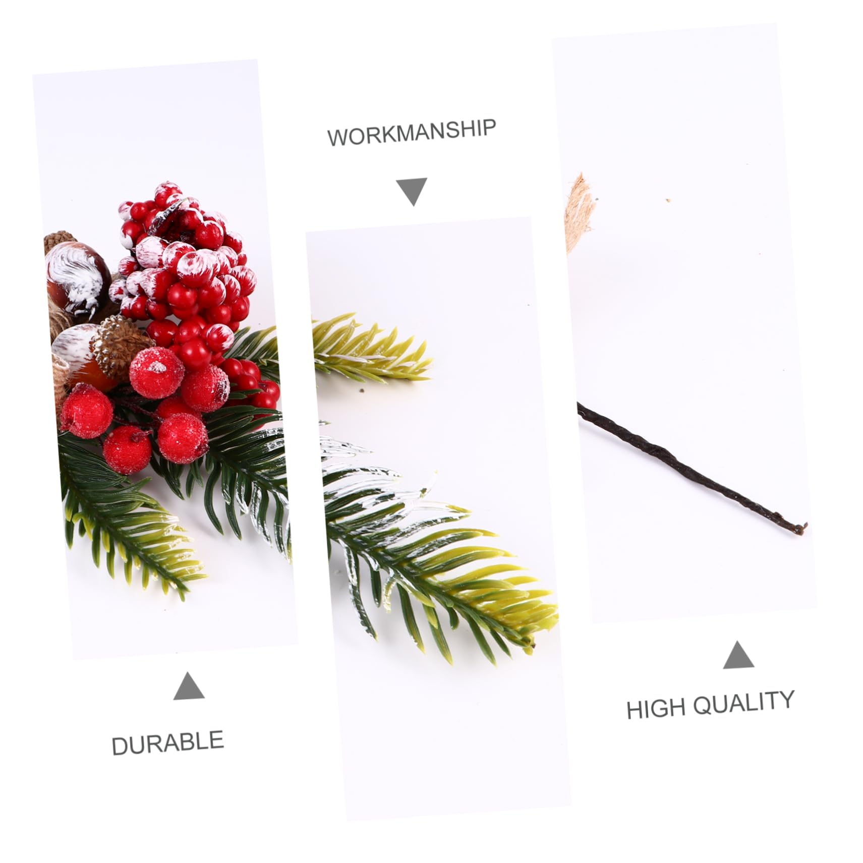 Cabilock 24piezas Ramas De Pino Artificial Bayas Rojas y Piñas para Decoración Navideña Accesorios De Manualidades y Wreath Picks