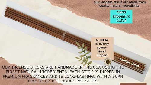 Miniatura 3 de AL-Huda Heavenly SCENTS Varillas de incienso de bambú sumergidas a mano de 12 pulgadas, 12 varillas por paquete, varillas de incienso natural que se