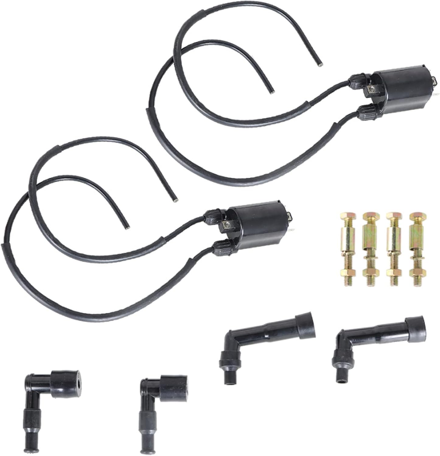 waltyotur Motorcycle Dual Ignition Coil Wire Spark Plug Cap Kit Replacement for Kawasaki Vulcan 1500 Classic FI Drifter Mean Streak 21121-1258 21160-1085 21160-1091
