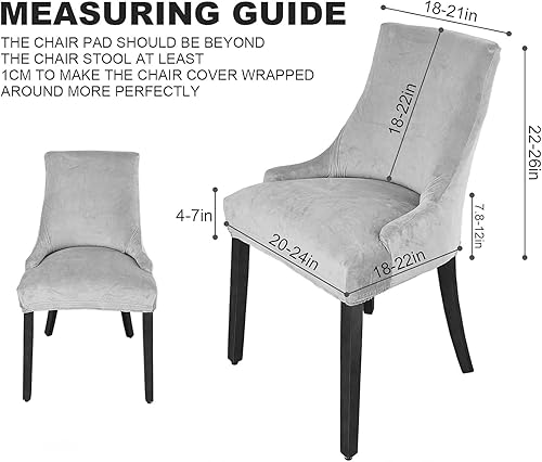 Miniatura 5 de MIFXIN Funda de terciopelo para silla con respaldo de ala, elástica, lavable, inclinada, para silla de comedor, banquete, decoración de fiesta en el