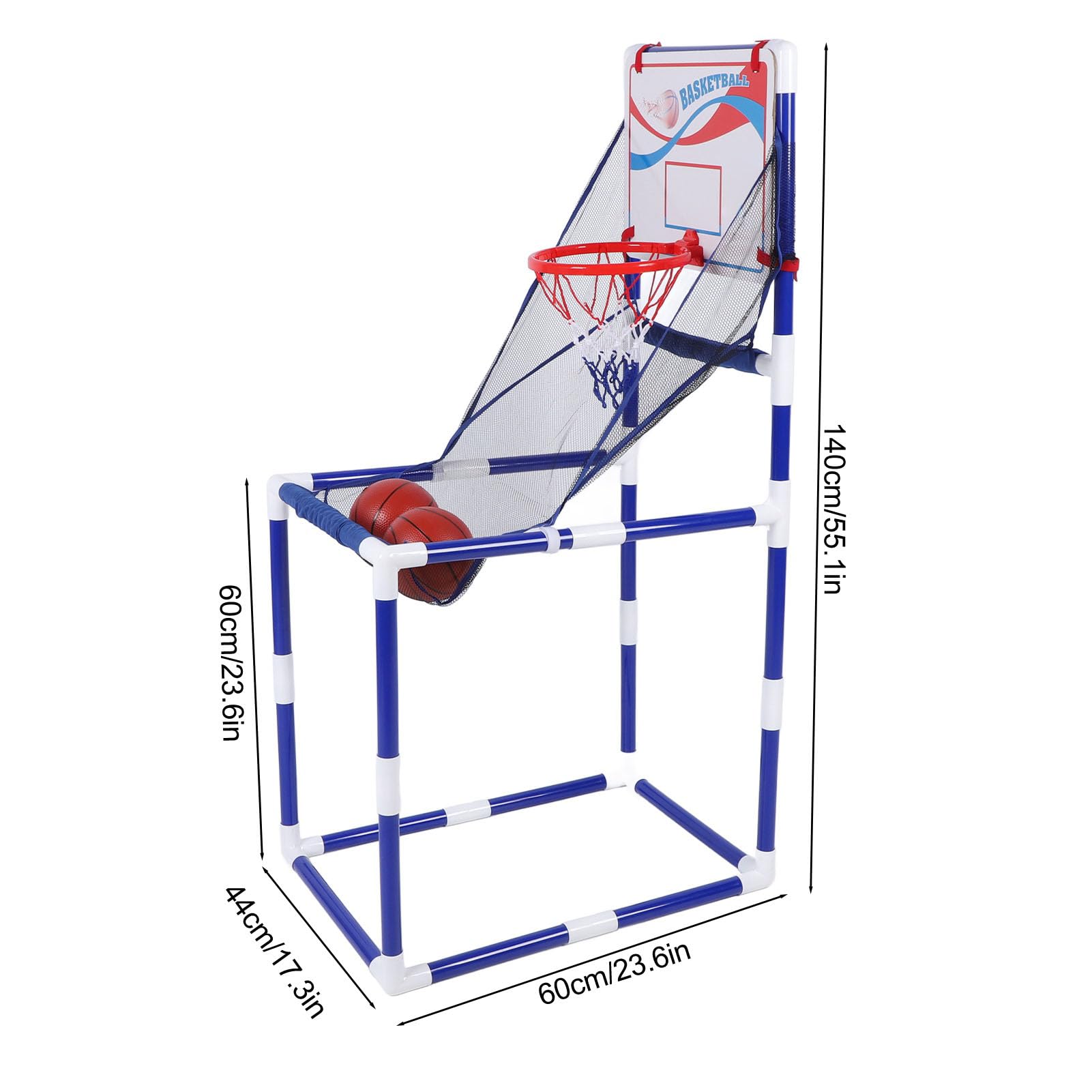 Juego de Aro de Baloncesto para Niños, Juego de Deportes de Interior y Exterior de Ajustable, Montaje de Bricolaje Seguro para Niños con Tamaño de 17,3x23,6x55,1 PU