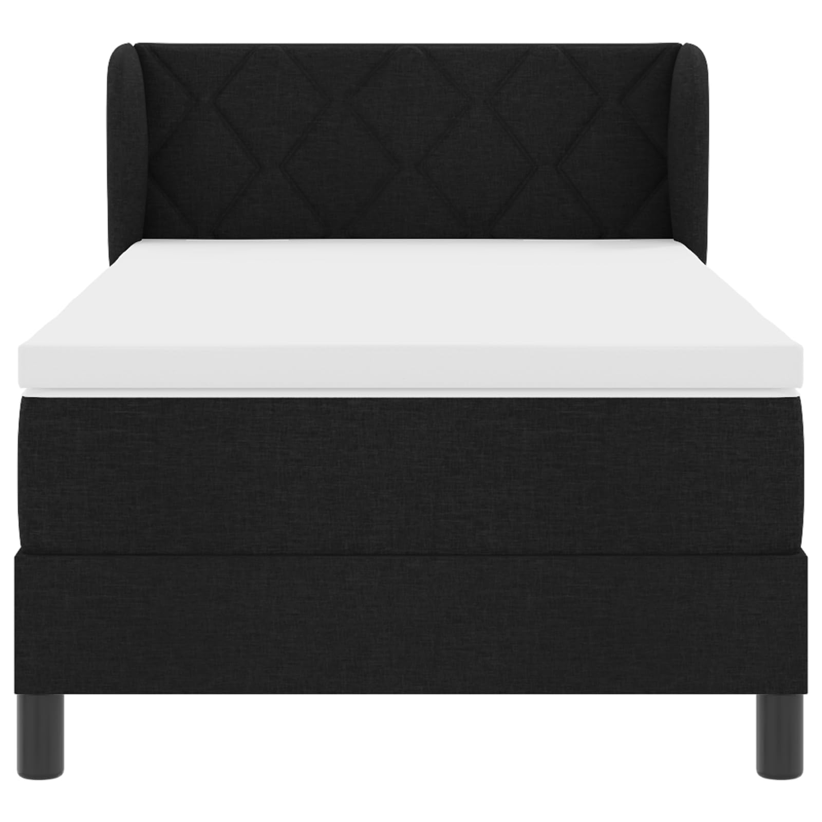 Cama con somier con colchón de 100 x 200 cm en tejido negro, núcleo de muelles ensacados de resistencia media, soporte para dormitorio moderno, transpirable y resistente