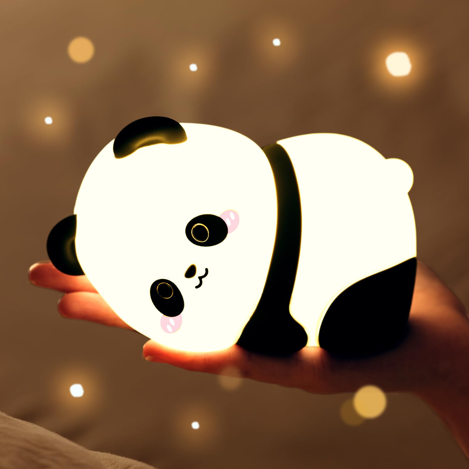 KinYiLO Lying Panda Night Light, Cute Baby Light 3 Level Dimmable, Nursery Nightlight for Snoothing, Sleeping Companion, Auto-Off 30Min Timer,