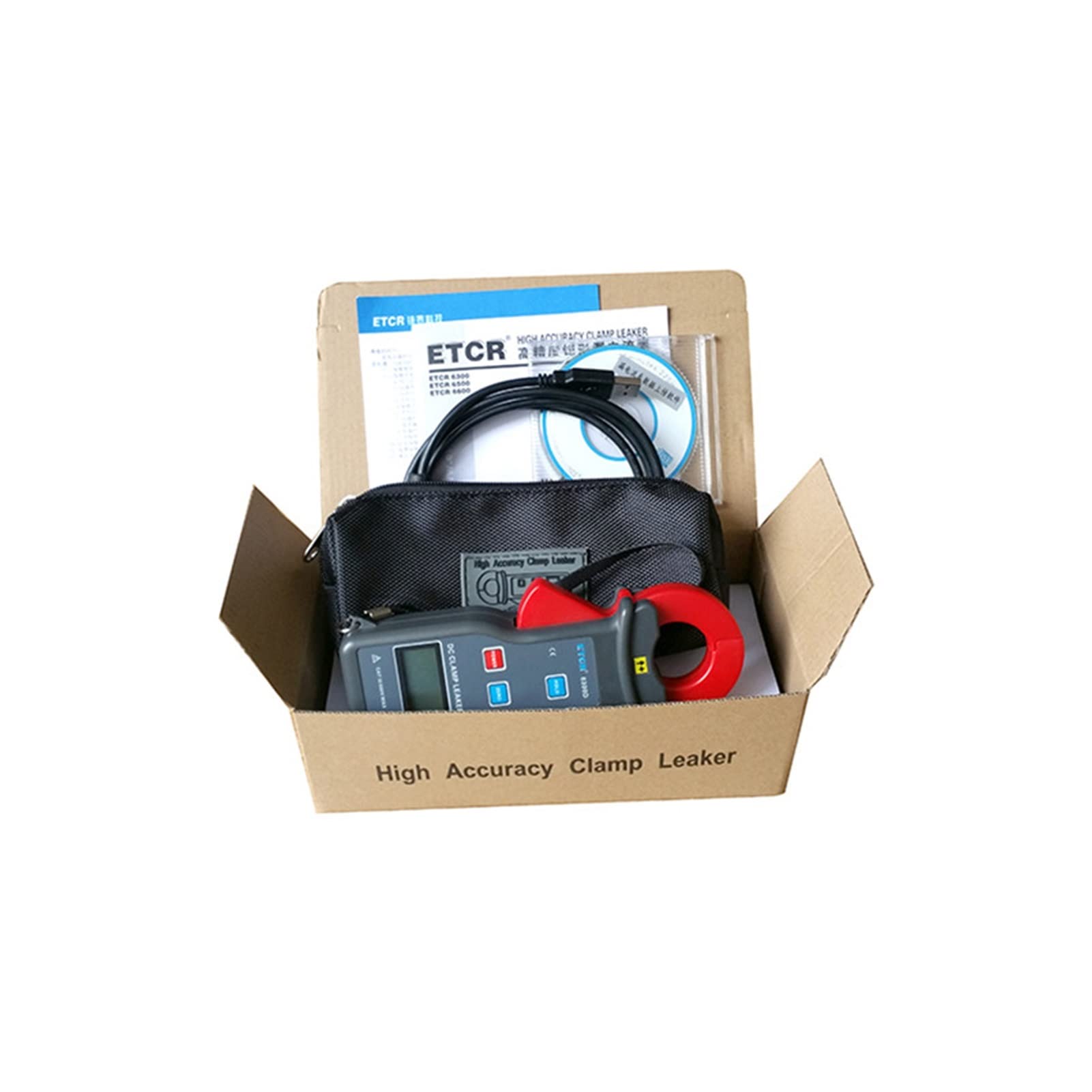 Pinza Amperimétrica, ETCR6300D DC Filtración/CORRIENTE CONTINUA Medidor de abrazadera de corriente de fuga 0.0 MA ~ 6.00A DC Medidor de resistencia a la tierra multímetro