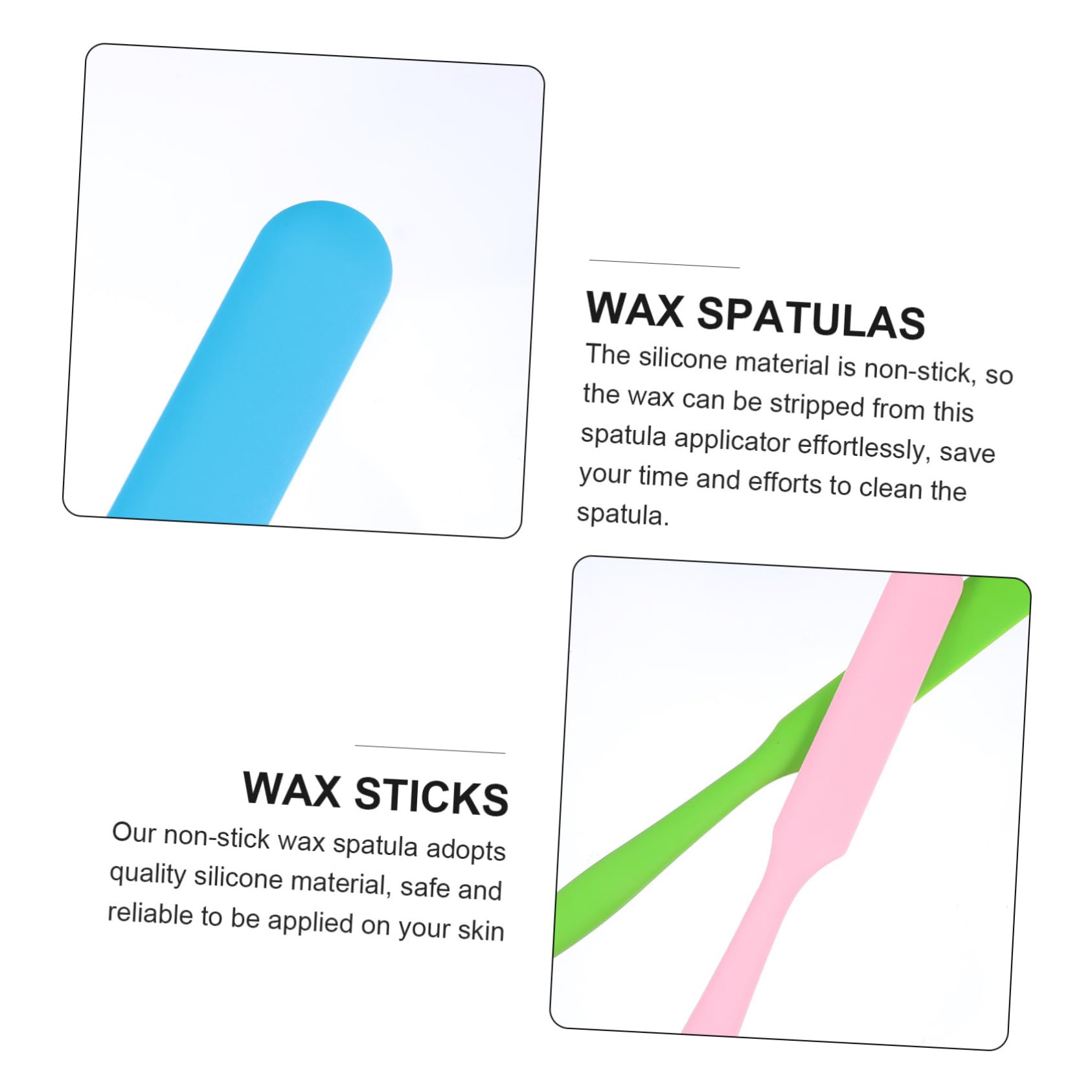 BESTYASH 3pcs Silicone Hair Removal Wax Sticks Spatulas Non-stick Wax Applicators for Hair Removal