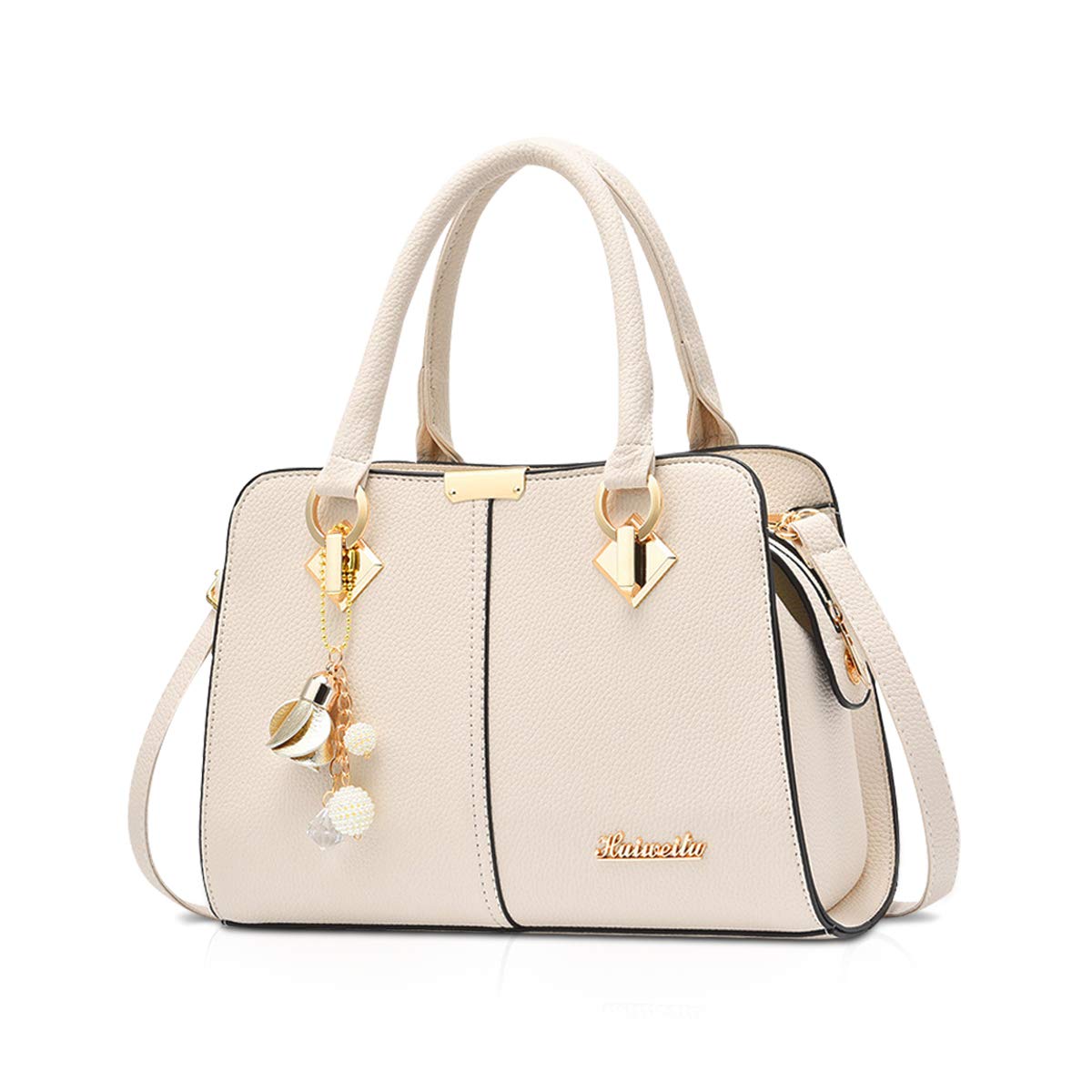 NICOLE&DORIS - Borsa a tracolla da donna, con manico superiore, in pelle PU, con nappe in metallo e cristalli