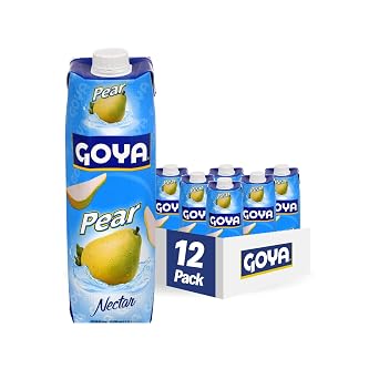 Goya Pear Nectar, Sweet Tropical Juice, Smoothies, 33.8 Fl Oz Pack of 12 | Sweet Tropical Juice for Smoothies, Cocktails, Mocktails and Desserts, Goya Foods Pear Nectar, Great Taste, Great Flavor
