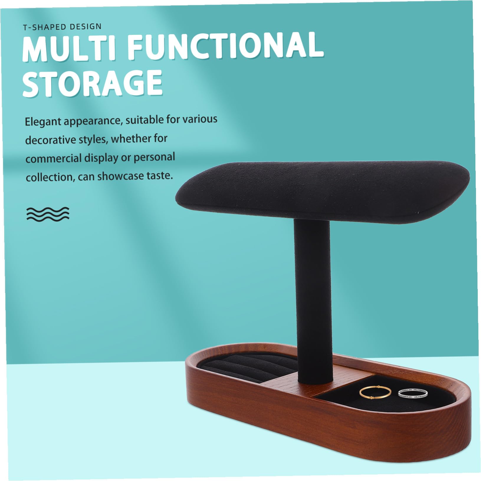 Toyvian Massiver Holz Uhrenständer mit T-bar Design und Flanellbeschichtung Stabiler Schmuckständer für Ringe und Manschettenknöpfe Vielseitig für Persönliche Sammlungen zu Hause