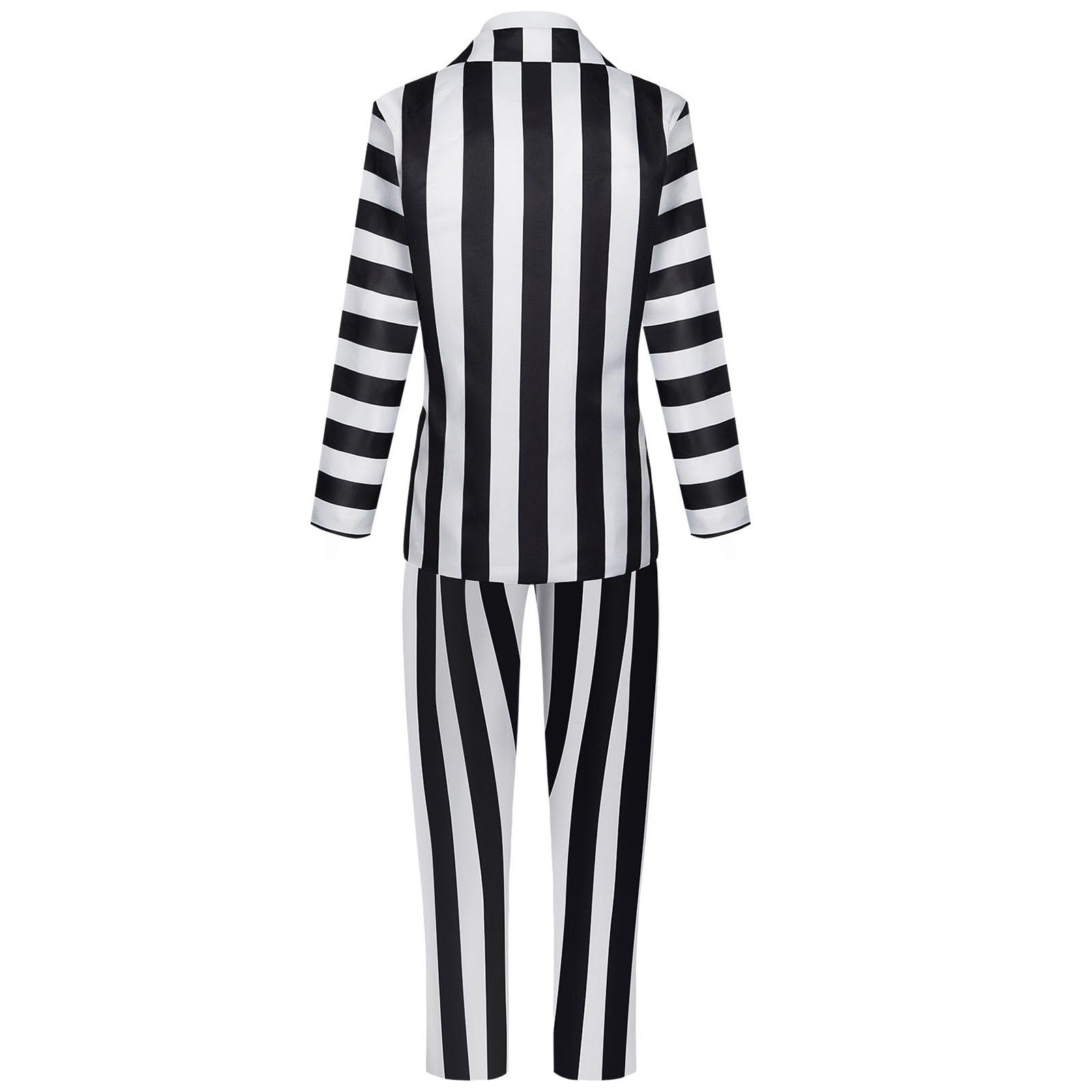 Completo a righe bianche e nere da uomo, costume da film spettrale per Halloween, commedia, cosplay, giacca e pantaloni