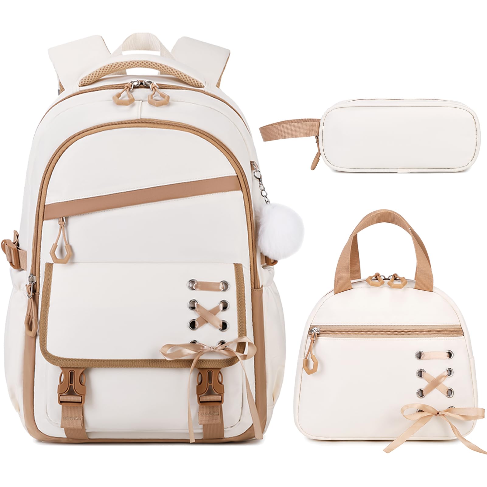 Scothen 3PCS Girls Backpack for School, Kids Backpack for Girls with Lunch Bag Pencil Case, Kids Bookbag Teen Backpacks for Elementary Middle High