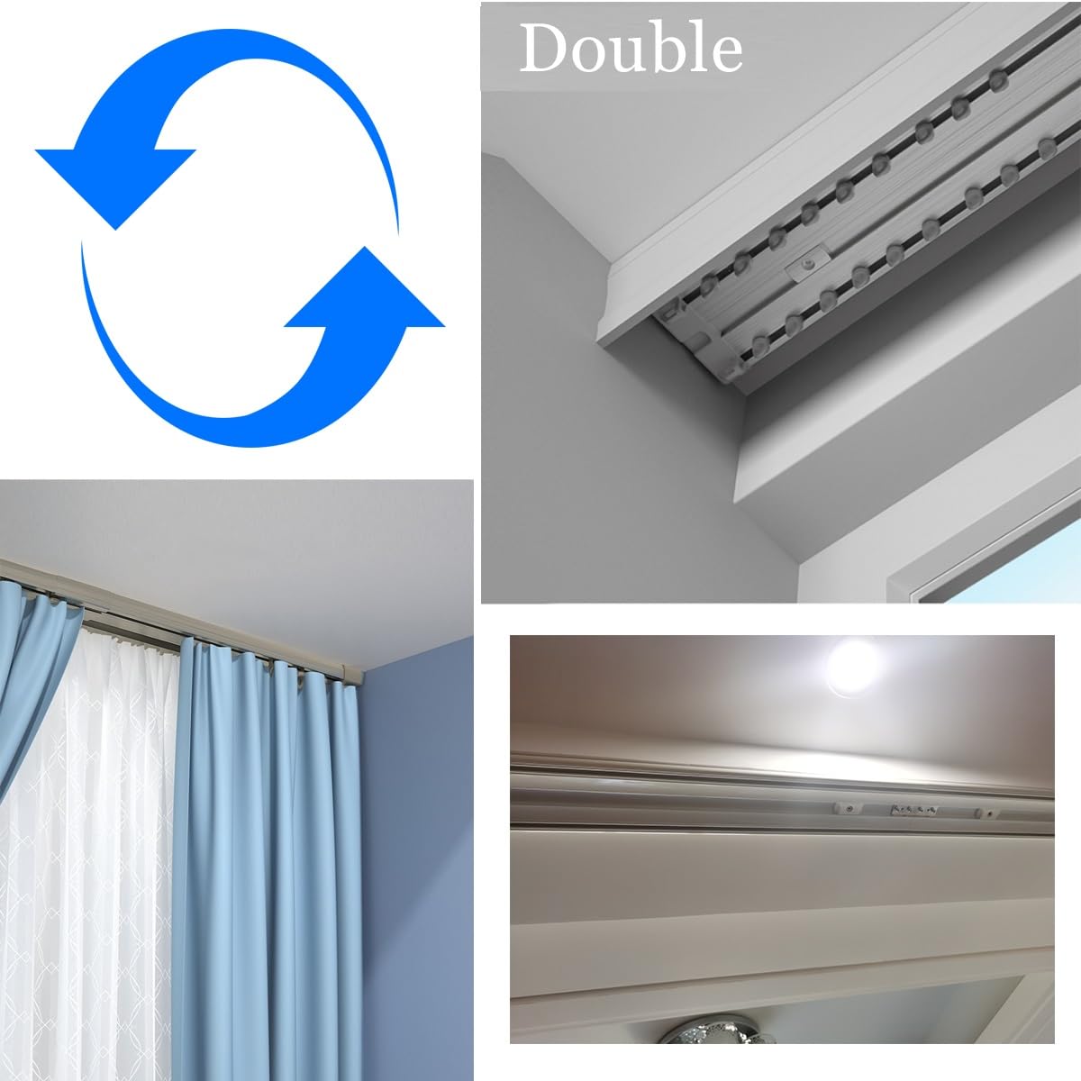 Vorhangschienen 2-läufig Gardinenschiene Strapazierfähige - Schiene Aluminium Schienen Zimmer Trennwand Doppelläufig Metall-Stange Für Schiebevorhang Wohnmobil(Brown,310cm)