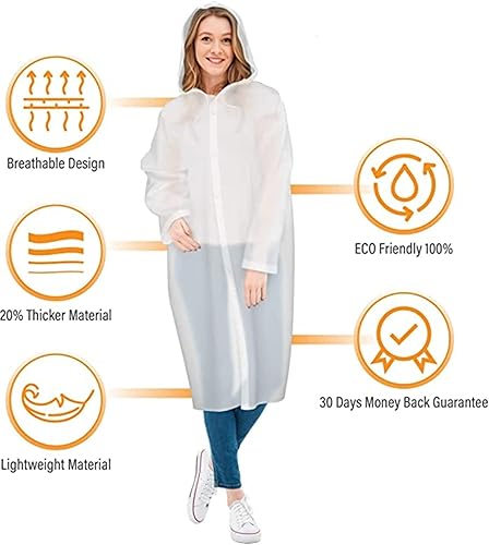 Miniatura 4 de Ponchos de lluvia reutilizables para adultos, 2 piezas de EVA portátiles impermeables para mujeres y hombres con capucha para Disney al aire libre