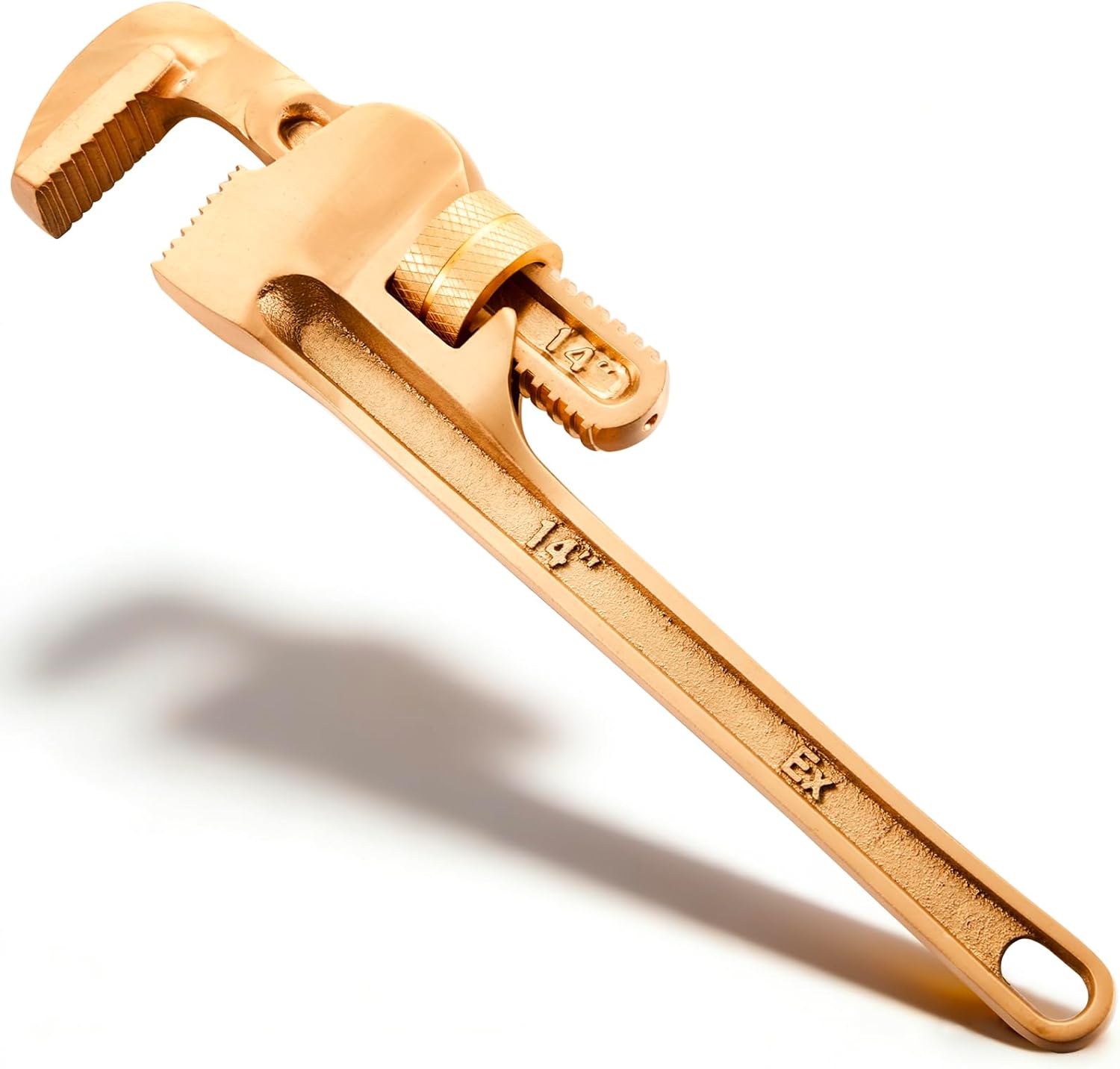 Hicarer Non Sparking Pipe Wrench Aluminum Bronze Spark-free Adjustable Pipe Spanner Straight Plumbing Wrench, Corrosion Resistant(12'')