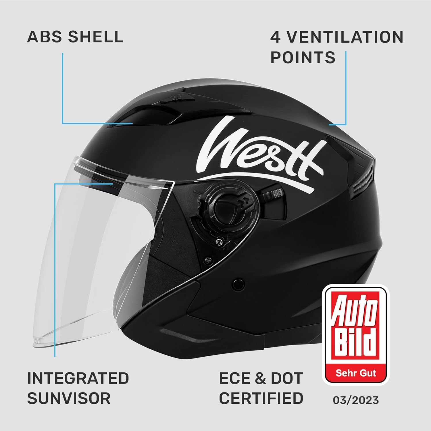xL-8) Casque de moto vintage VOSS demi-casque de scooter rétro avec xL-8) Casque de moto vintage VOSS demi-casque de scooter rétro avec