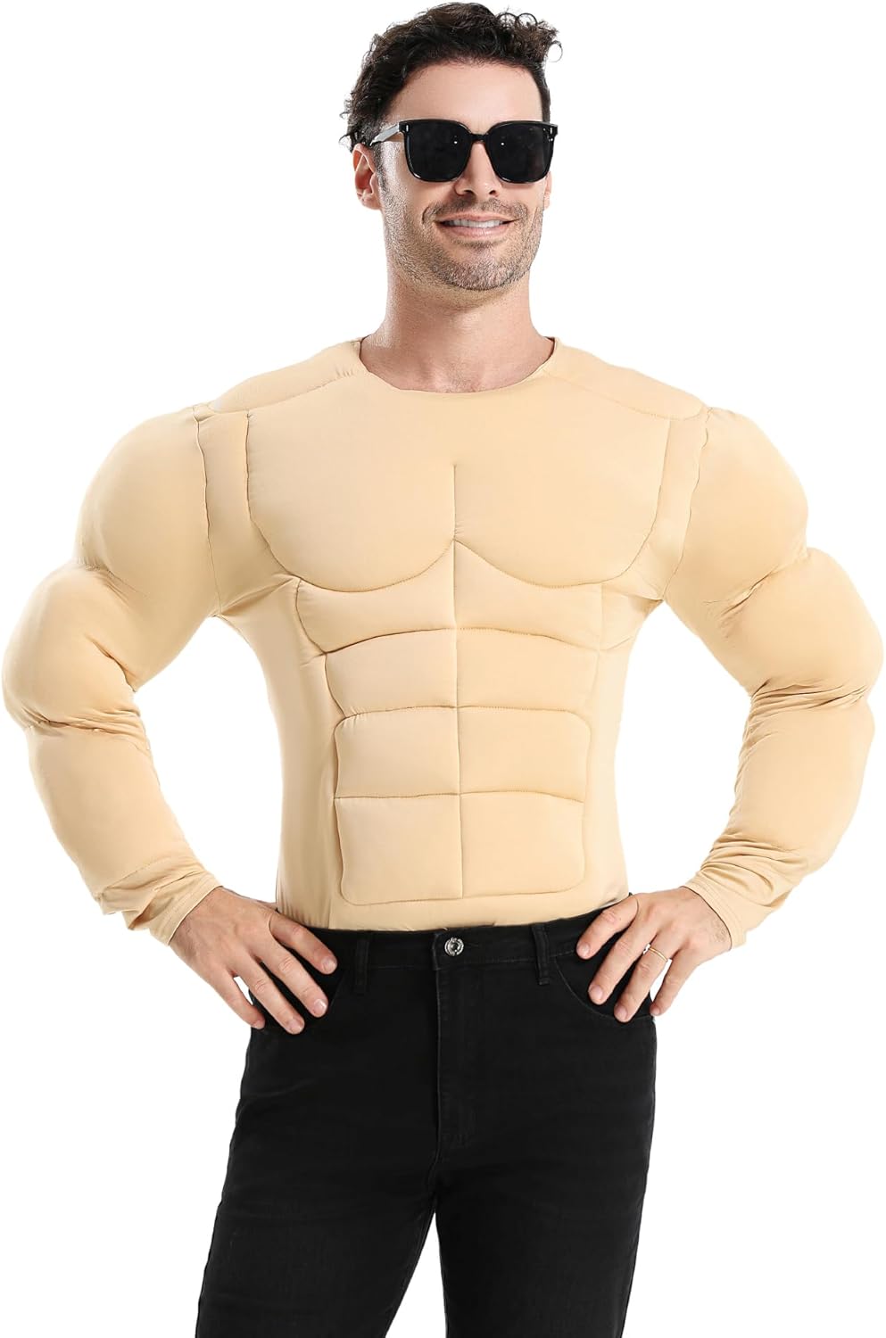 Adult Men Muscle Suit Costume, Funny Body Builder Costume for Roleplay, Realistic Men Muscle Shirt for Halloween Dress Up Party, One Size