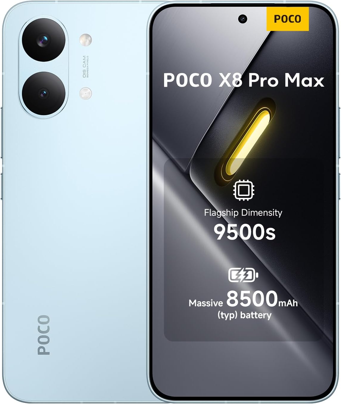POCO X8 Pro Max, Smartphone 12+256 GB, Flagship Dimensity 9500s, 8500mAh (typ) battery, ultra-bright AMOLED display, 50MP Light Fusion 600 with OIS, Blue, 1 year extra warranty, Charger Not Included