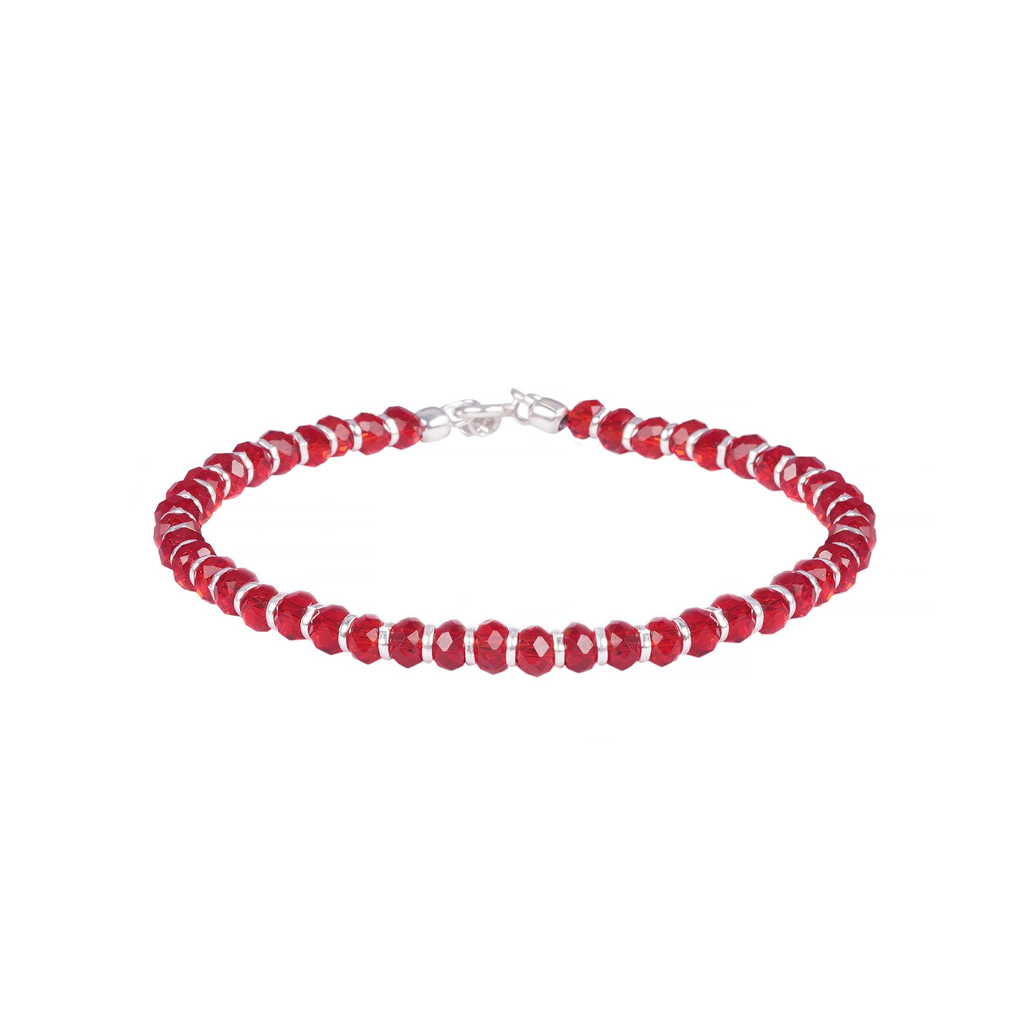 DHRUVS COLLECTION Exclusive 925 Sterling Silver Nazariya Bracelet With Red Beads for Girls & Women (B09GYN3Y1S) Amazon Price History, Amazon Price Tracker