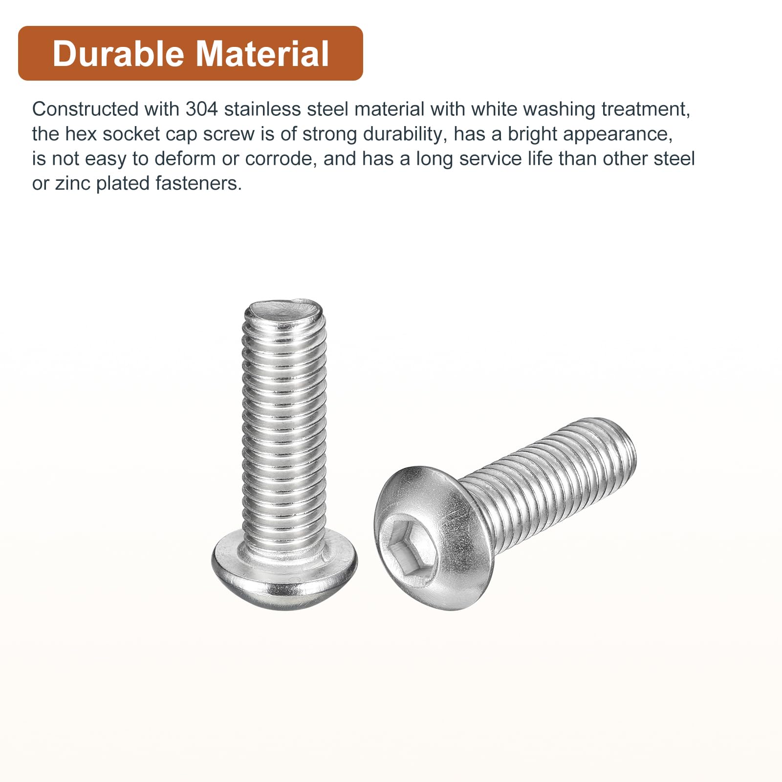 DTGN M8-1.25x25mm Button Head Socket Cap Screws, 10Pack, Good for Machine, 304 Stainless Steel 18/8 - Image 3