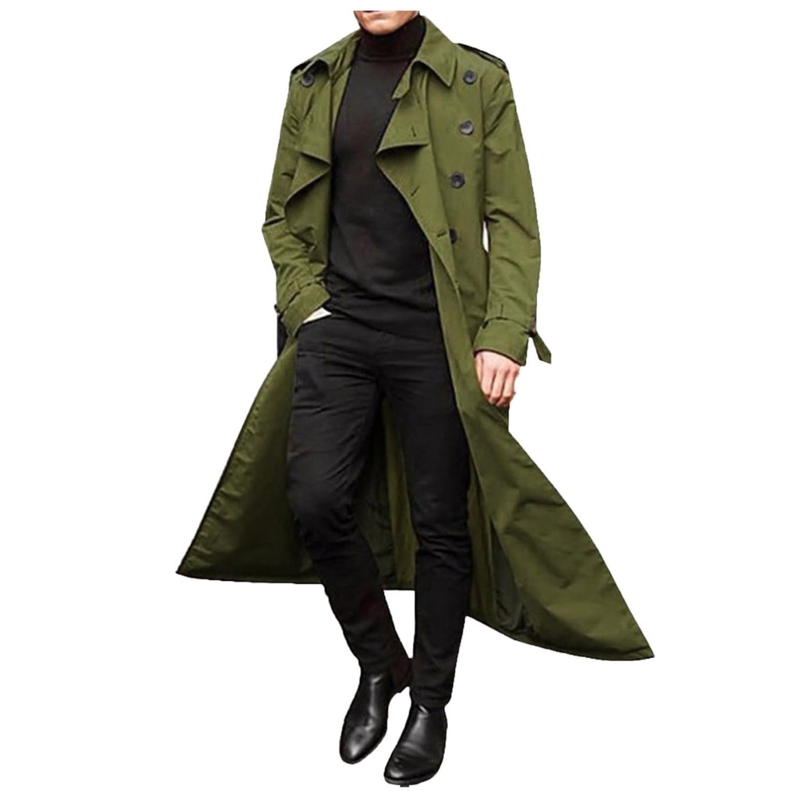 SOOUICKER Mantel Herren Extra Lang Wintermantel Elegant Peacoat Steampunk Mantel Mittelalter Kleidung Herren Mantel Business Casual Wintermantel Ohne Kapuze