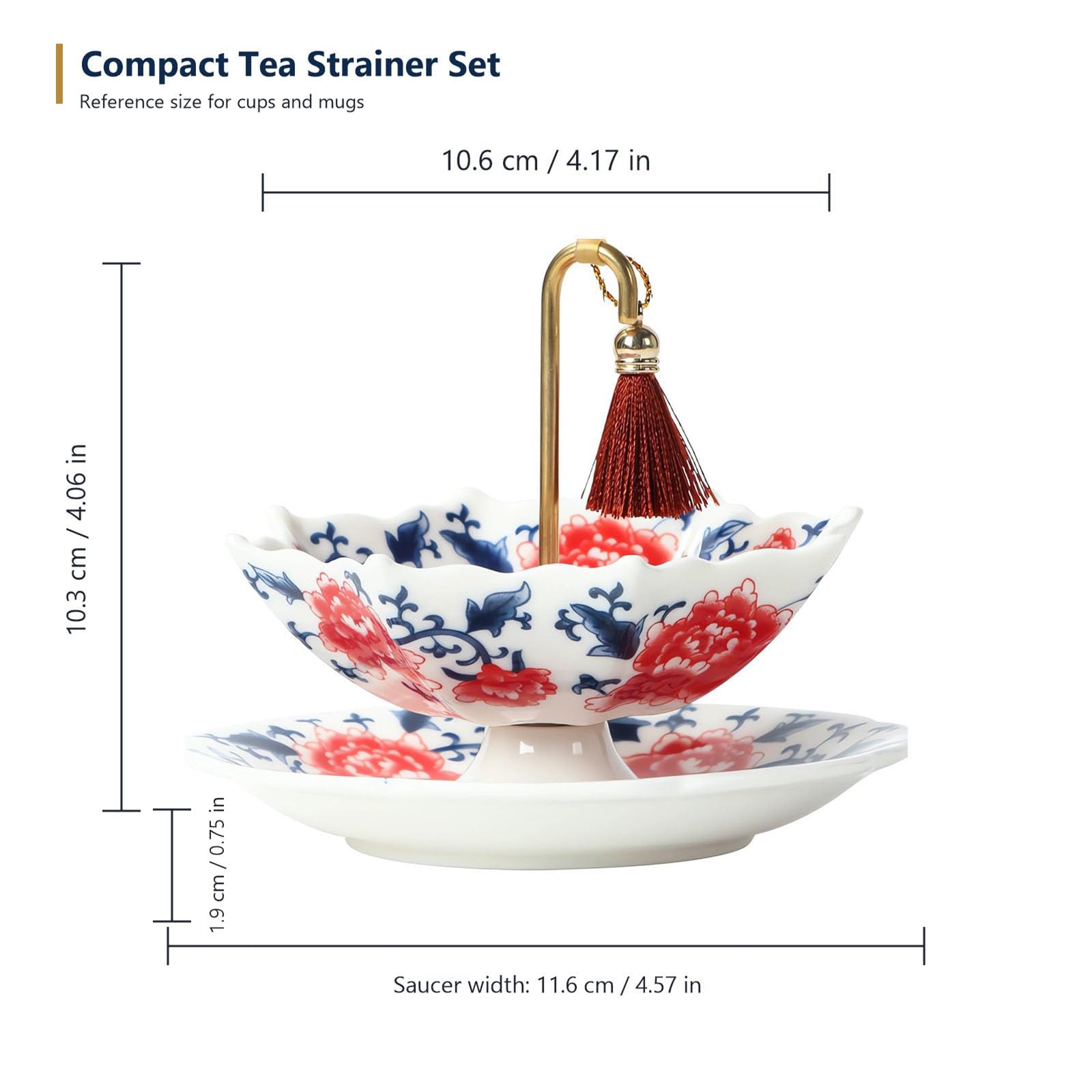Colador de té de cerámica, infusor de té de paraguas para té de hojas sueltas, filtro de té de porcelana, bonito accesorio de té para la hora del té en casa y mesas de regalo (2 unidades-A)