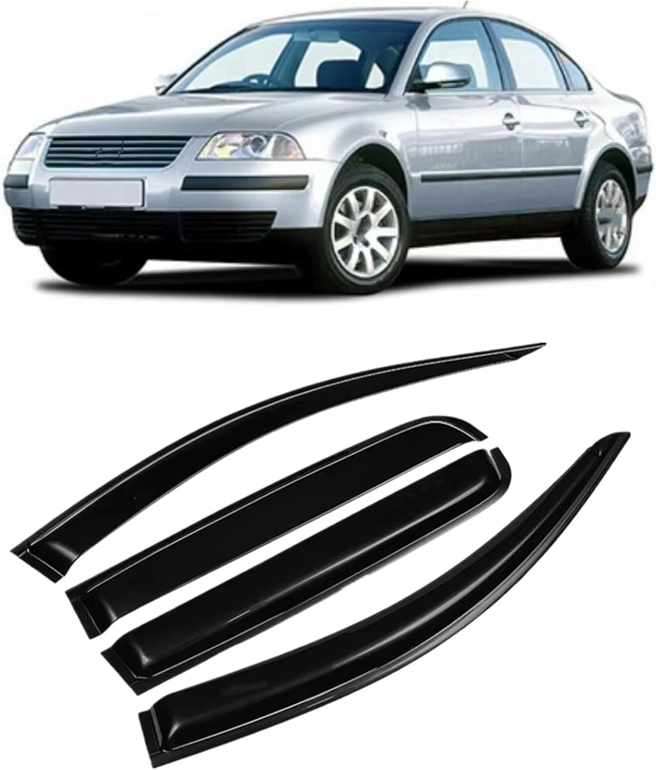 PLAKDFUU Wind Deflectors Rain Guards for VW Passat B5 Sedan 1997-2005 4Pcs, Side Window Visors Block UV & Rain, Fresh Air Flow