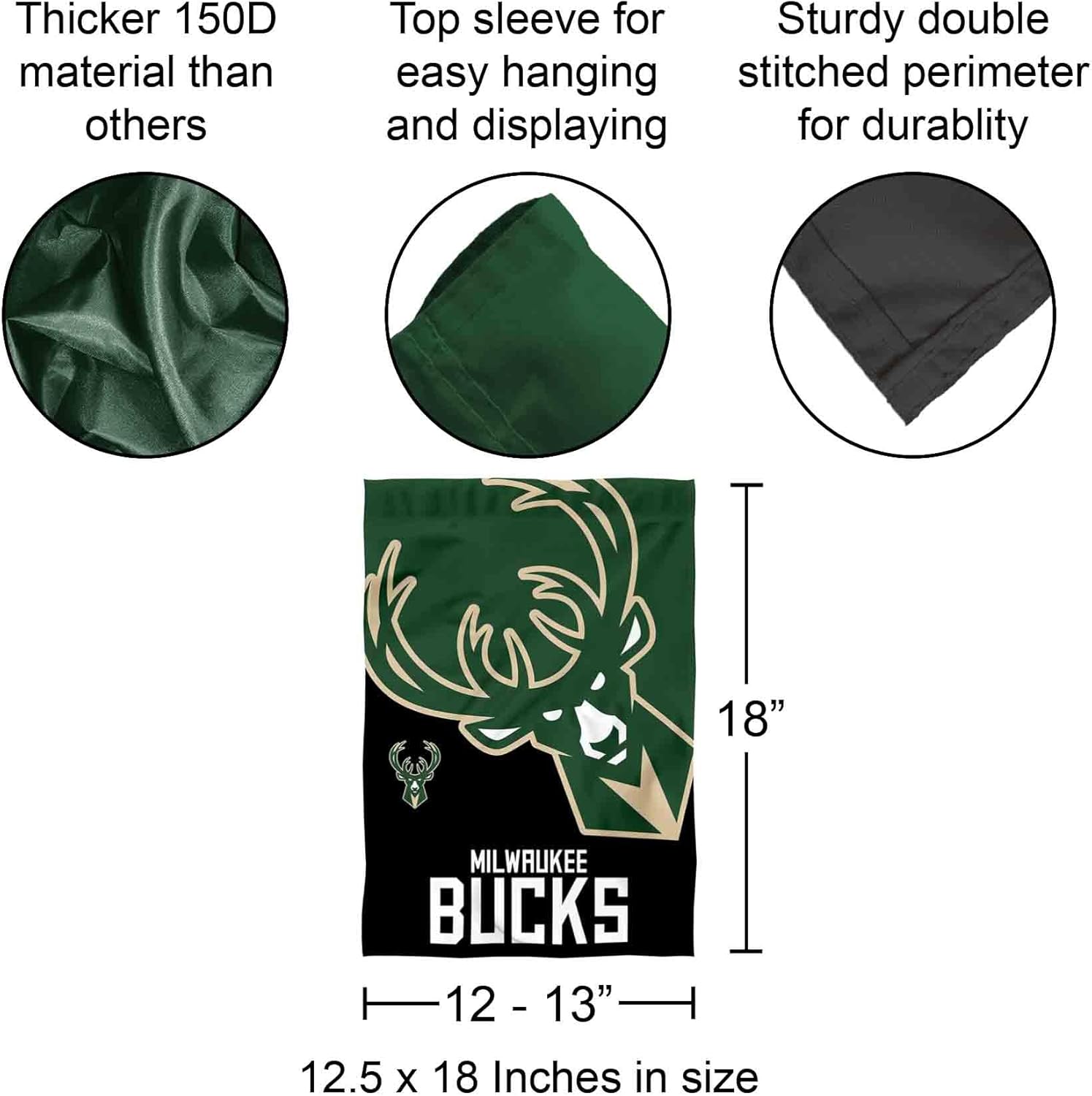 Milwaukee Bucks Double Sided Garden Flag - Image 3