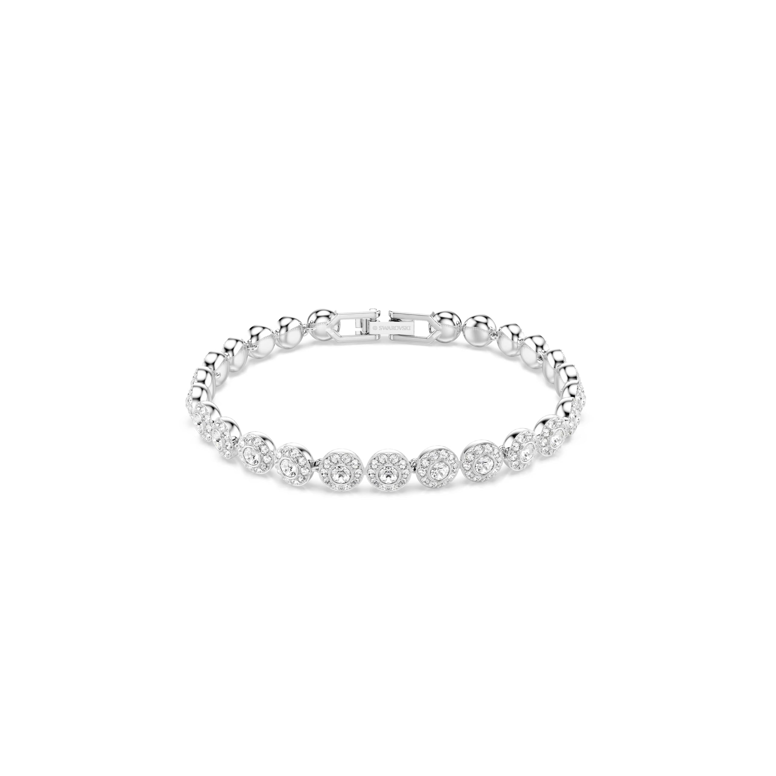 Swarovski Pulsera Tennis Angelic, Talla redonda, Pequeña, Blanca, Baño de rodio