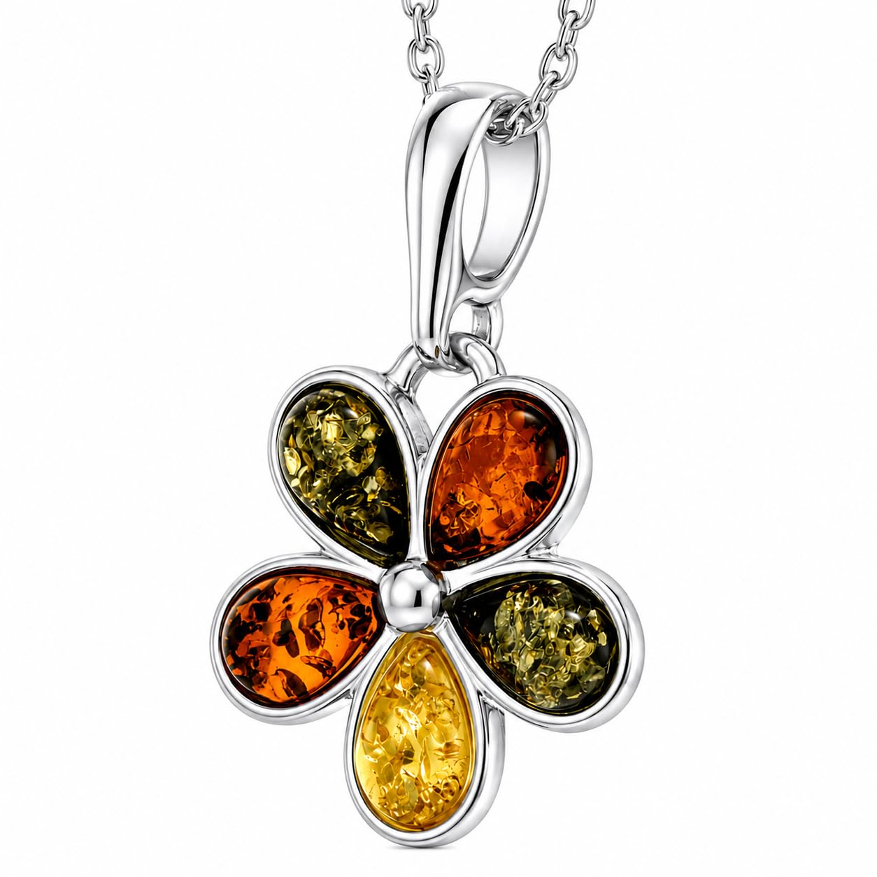 SilverAmber 1665 - Ciondolo da donna in argento 925 con ambra