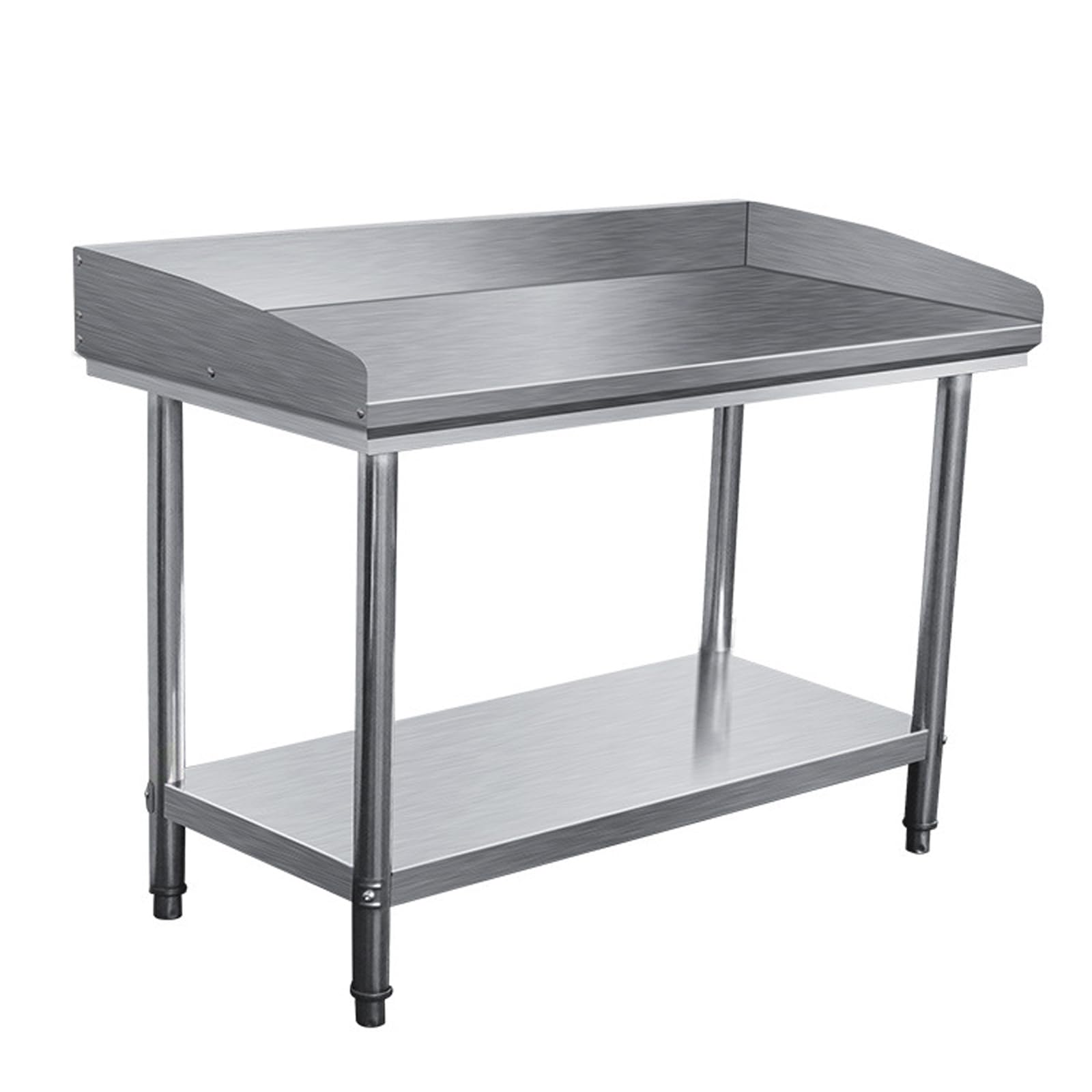 Tavolo da Lavoro in Acciaio Inox A 2 Ripiani,Tavolo di Preparazione Alimenti per Cucina con Alzatina,Tavolo da Ristorazione per Ristorante,Hotel, Garage,Magazzino,100x50CM/39.3x19.7IN