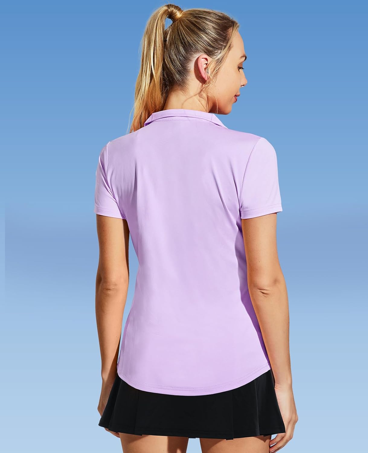 MIER Women's Golf Polo Shirts Collared V Neck Short Sleeve Tennis Shirt, Dry Fit, Moisture Wicking