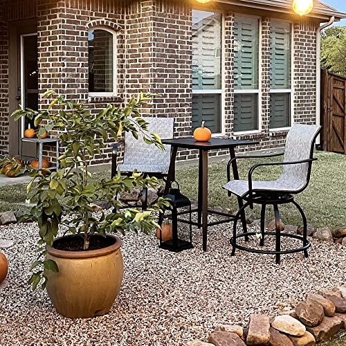 Vicllax Outdoor Bar Height Stools Set Of 8, All Weather Patio Metal Swivel Bar Chairs With Extra Wide Seats For Dining In The Backyard, Light Gray #TOP1