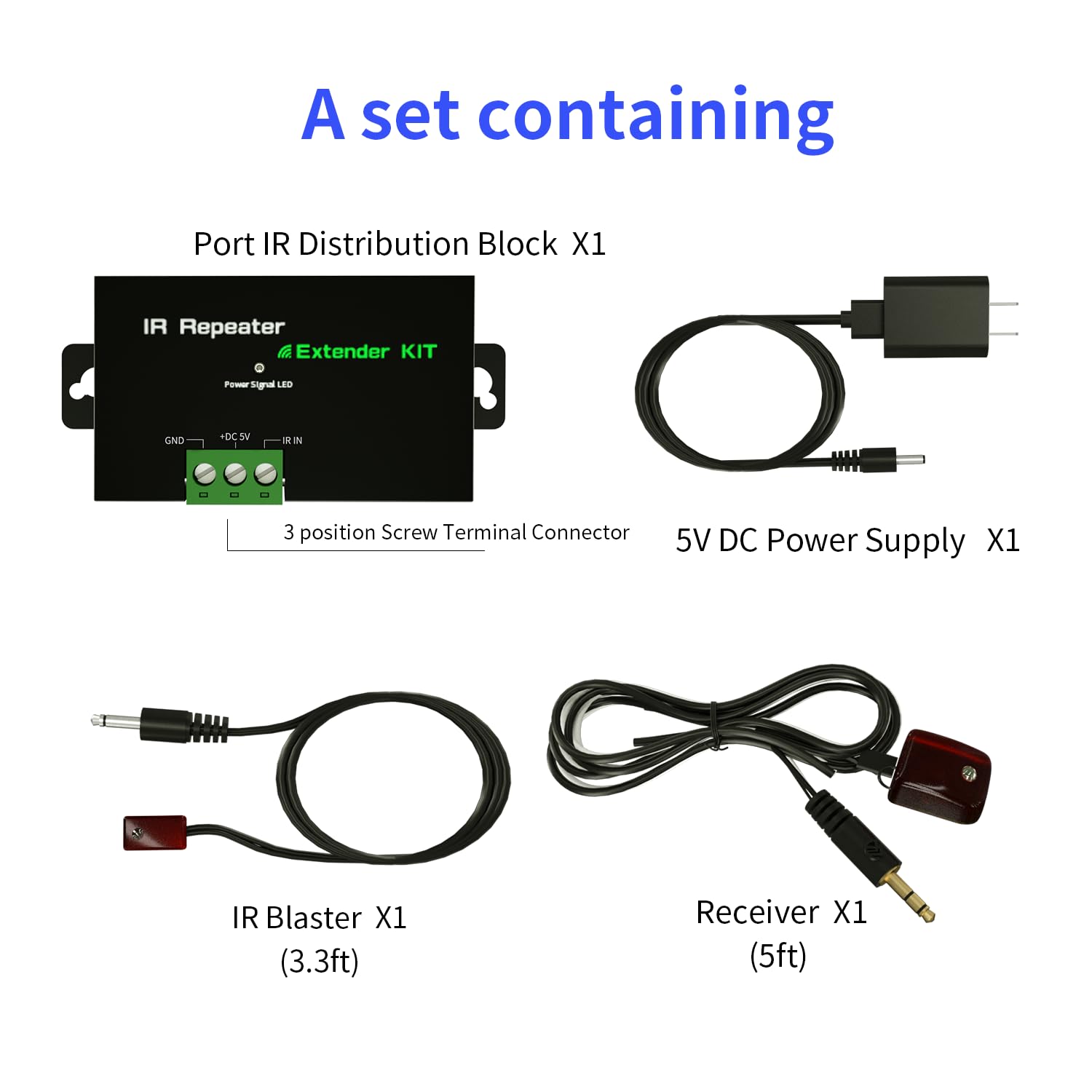 Kit d'extension de distribution infrarouge et répéteur IR - Extension IR - Répéteur IR - Télécommande infrarouge - Kit de système caché GH103