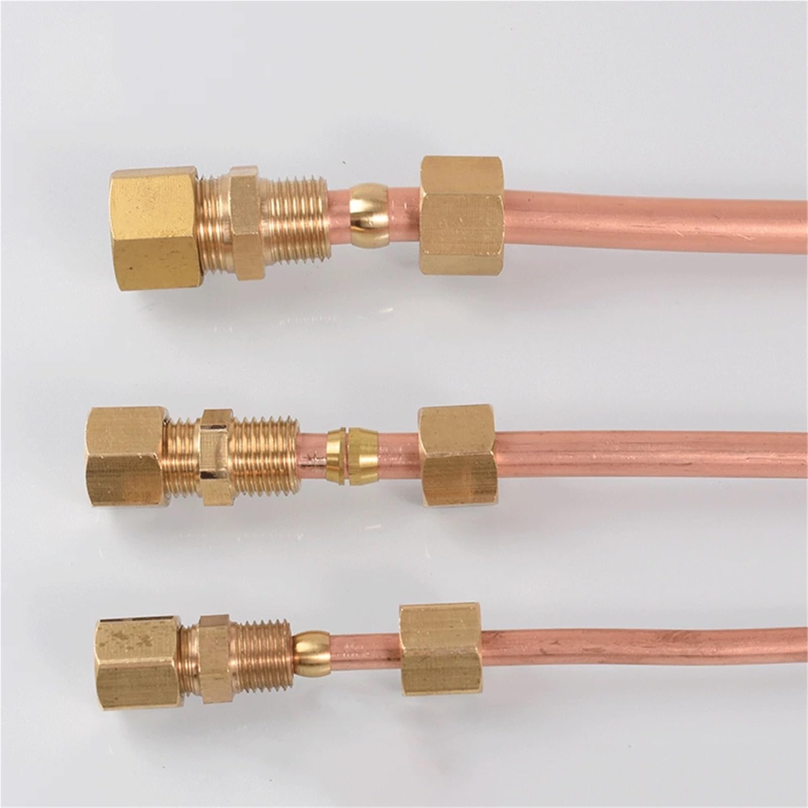 6/8/10/12/15/16-28mm Tube OD Compression Union Brass Pipe Fitting Connector Coupler For Copper Tube Air Conditioner(9.52mm)