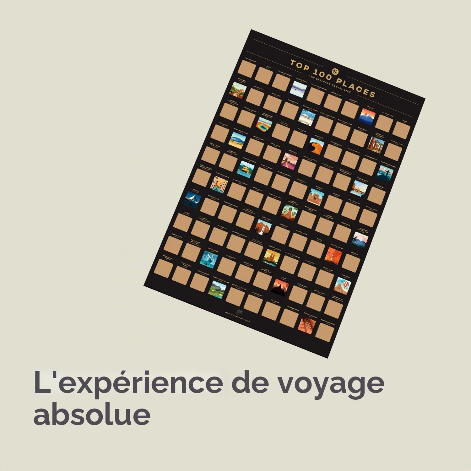 Affiche à gratter Enno Vatti de 100 lieux - Liste des meilleures destinations de voyage (42 x 59,4 cm)