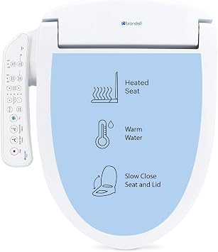 Brondell SE400-EW Swash SE400 Electric Bidet Toilet Seat With Heated Seat, Oscillating Stainless Steel Nozzle, Warm Air Dryer, Night Light, Gentle Close Lid, White Side Arm Control, Elongated