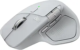Mouse sem fio Logitech MX Master 4 com o Desempenho avançado e a Sensação tátil do Haptic feedback, Design ergonômico, Rolagem ultra rápida, Conexão USB-C ou Bluetooth, Windows, macOS - Cinza Claro