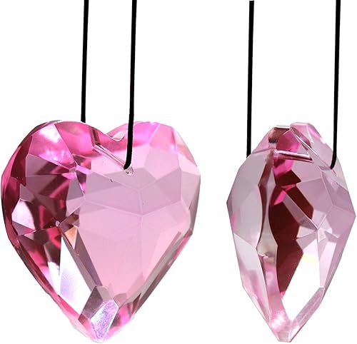 Miniatura 10 de Together-life Paquete de 2 colgantes de prisma de bola de cristal con forma de corazón, atrapasoles de cristal transparente para ventana, decoración